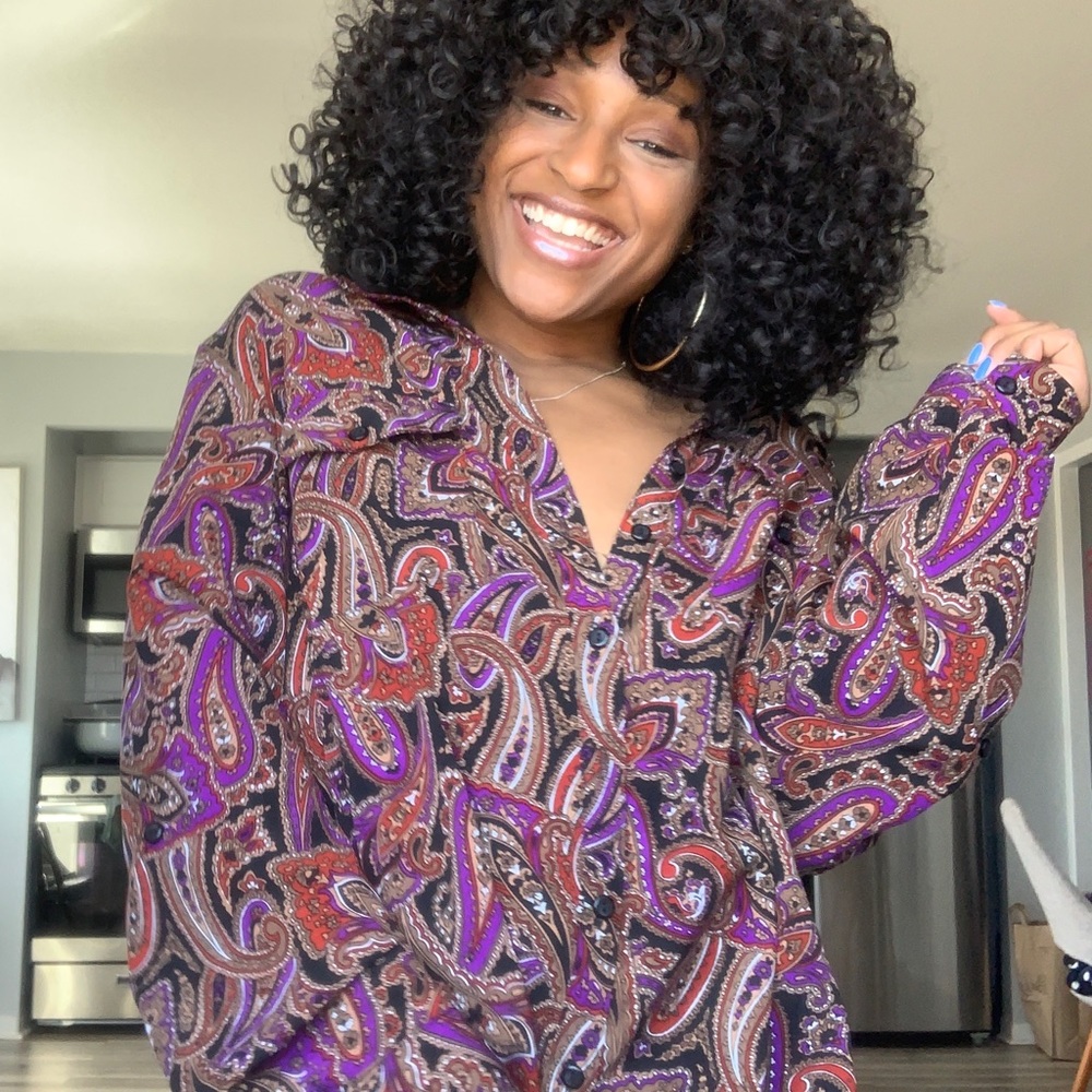 Vintage patterned button up blouse